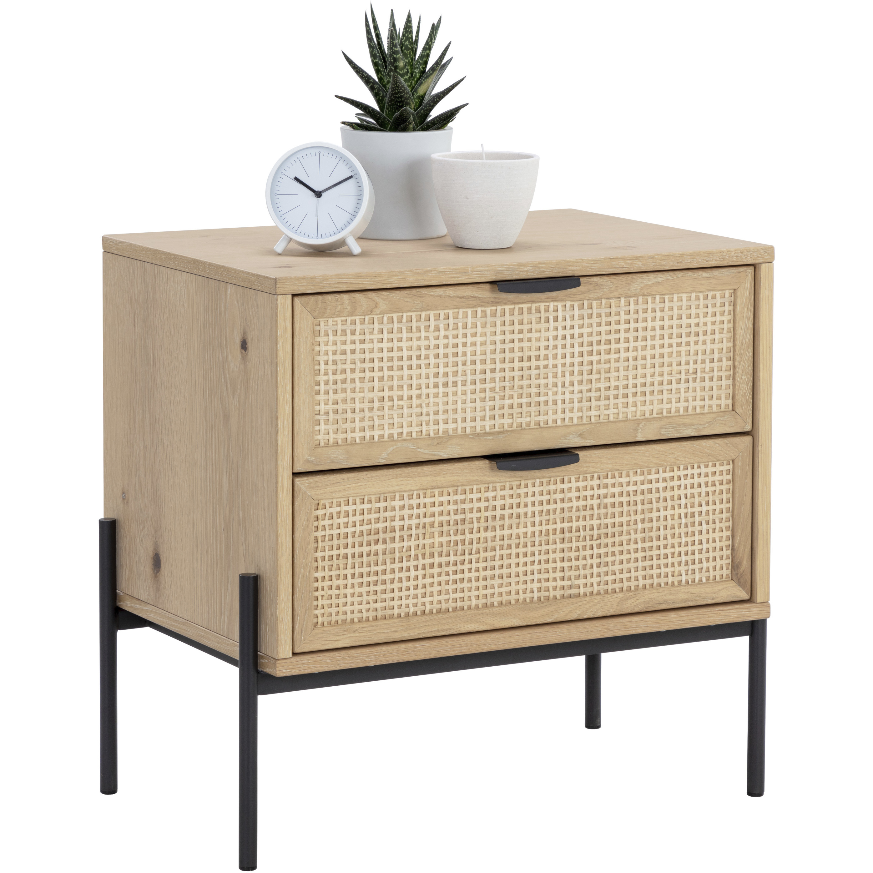 Avida 25.75 X 24 inch Black / Rustic Oak/Natural Night Stand